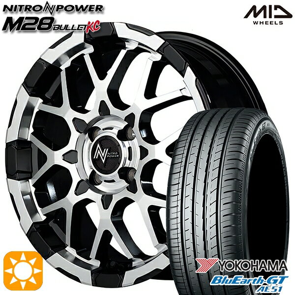 【取付対象】195/45R16 84V XL ヨコハマ ブルーアースGT AE51 MID ナイトロパワー M28バレットKC ブラック/ミラーカット 16インチ 6.0J 4H100 サマータイヤホイールセット