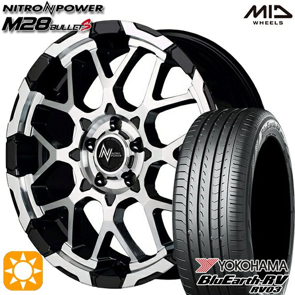 【取付対象】アクセラ アテンザ 215/45R18 93W XL ヨコハマ ブルーアース RV03 MID ナイトロパワー M28バレットS ブラック/ミラーカット 18インチ 7.0J 5H114.3 サマータイヤホイールセット
