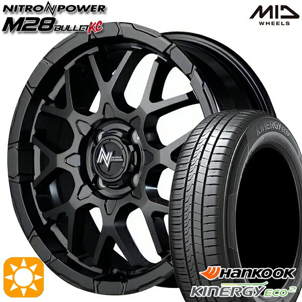 【取付対象】165/50R15 72V ハンコック KlnERGy ECO2 K435 MID ナイトロパワー M28バレットKC セミグロスブラック 15インチ 5.0J 4H100 サマータイヤホイールセット