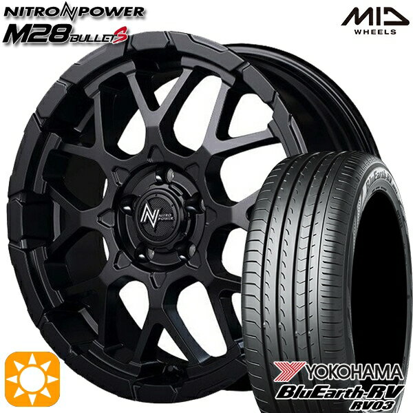 【取付対象】ヴェゼル オデッセイ 215/60R16 95H ヨコハマ ブルーアース RV03 MID ナイトロパワー M28バレットS セミグロスブラック 16インチ 7.0J 5H114.3 サマータイヤホイールセット