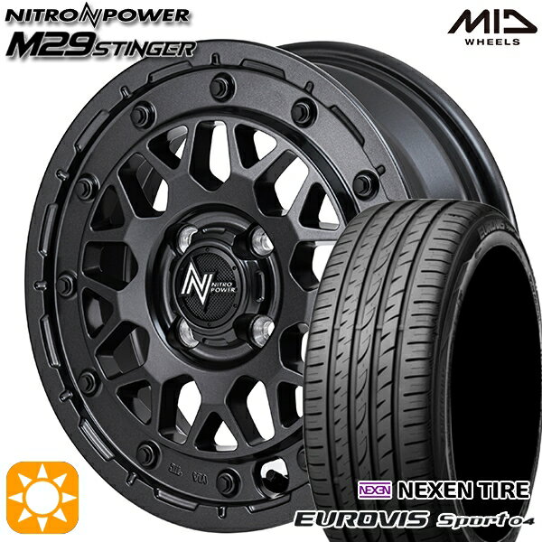 【取付対象】165/60R14 75H ロードストーン ユーロビズ Sport 04 MID ナイトロパワー M29 スティンガー バレルブラック 14インチ 4.5J 4H100 サマータイヤホイールセット