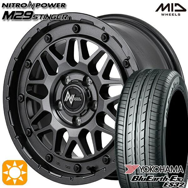 【取付対象】205/65R16 95H ヨコハマ ブルーアース ES32 MID ナイトロパワー M29 スティンガー バレルブラック 16インチ 7.0J 5H114.3 サマータイヤホイールセット