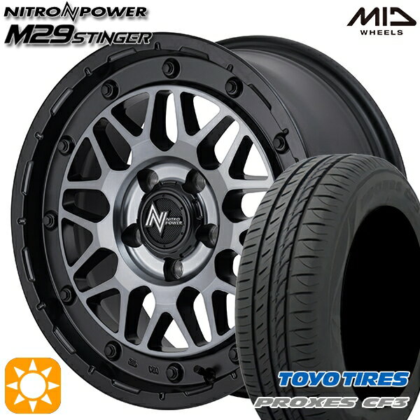 【取付対象】アイシス ノア/ヴォクシー 215/45R17 91W XL トーヨー プロクセス CF3 MID ナイトロパワー M29 スティンガー セミグロスブラッククリア 17インチ 7.0J 5H114.3 サマータイヤホイールセット