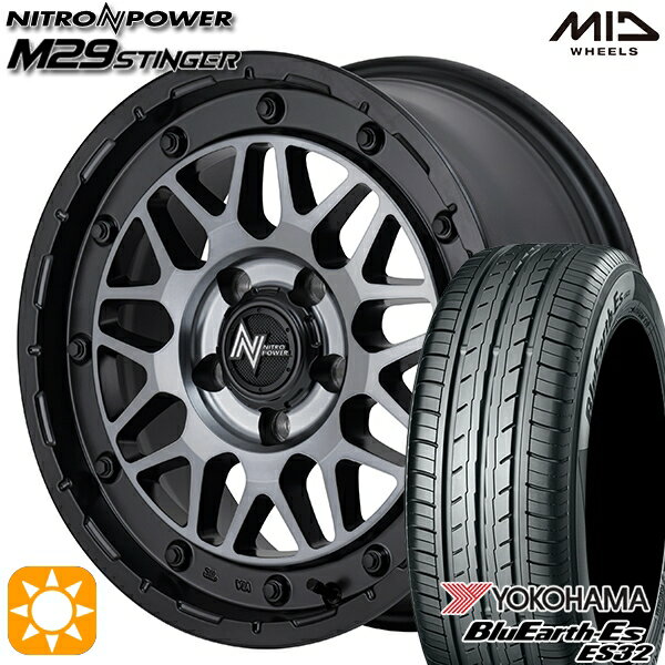 【取付対象】215/60R16 95H ヨコハマ ブルーアース ES32 MID ナイトロパワー M29 スティンガー セミグロスブラッククリア 16インチ 7.0J 5H114.3 サマータイヤホイールセット