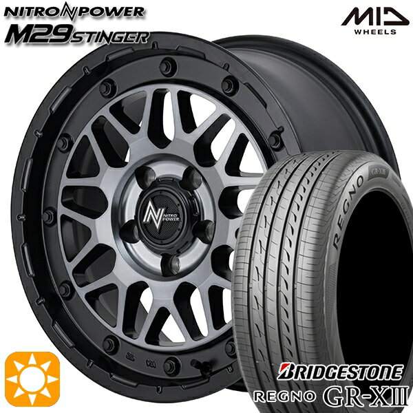 【取付対象】アイシス ノア/ヴォクシー 215/45R17 91W XL ブリヂストン レグノ GR-X3 MID ナイトロパワー M29 スティンガー セミグロスブラッククリア 17インチ 7.0J 5H114.3 サマータイヤホイールセット