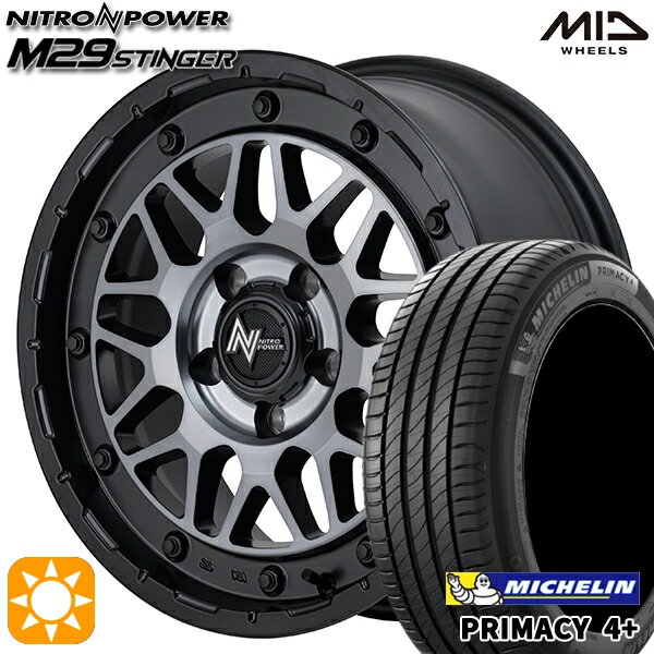 【取付対象】215/65R16 98H ミシュラン プライマシー4プラス MID ナイトロパワー M29 スティンガー セミグロスブラッククリア 16インチ 7.0J 5H114.3 サマータイヤホイールセット