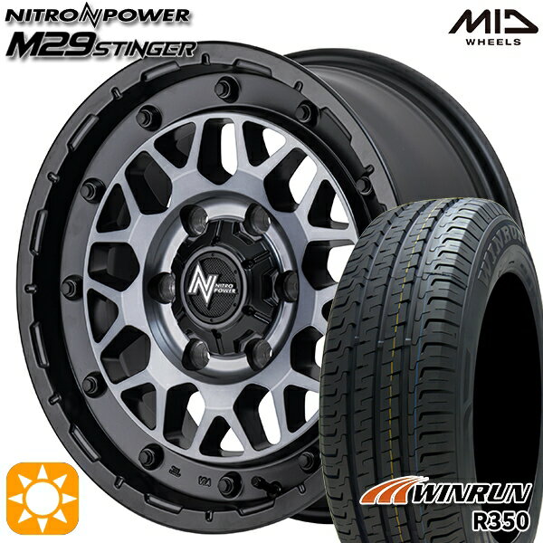 【取付対象】215/65R16 109/107R ウィンラン R350 MID ナイトロパワー M29 スティンガー セミグロスブラッククリア 16インチ 6.5J 6H139.7 サマータイヤホイールセット