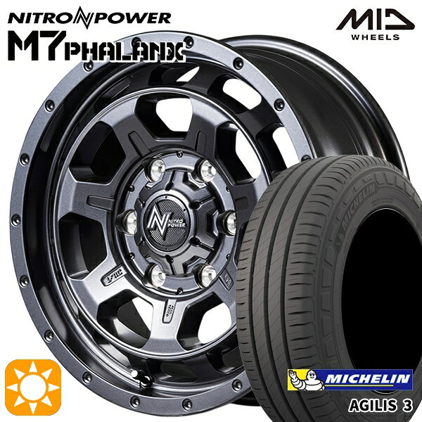 【取付対象】200系ハイエース 215/65R16C 109/107T ミシュラン アジリス3 MID ナイトロパワー M7ファランクス BBK 16インチ 6.5J 6H139.7 サマータイヤホイールセット