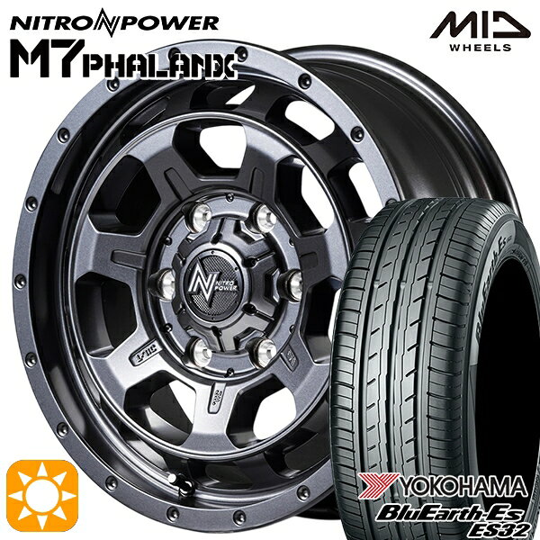 【取付対象】200系ハイエース 215/60R17 96H ヨコハマ ブルーアース ES32 MID ナイトロパワー M7ファランクス BBK 17インチ 6.5J 6H139.7+38 サマータイヤホイールセット