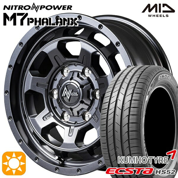 【取付対象】200系ハイエース 215/60R17 100V XL クムホ エクスタ HS52 MID ナイトロパワー M7ファランクス BBK 17インチ 6.5J 6H139.7+38 サマータイヤホイールセット