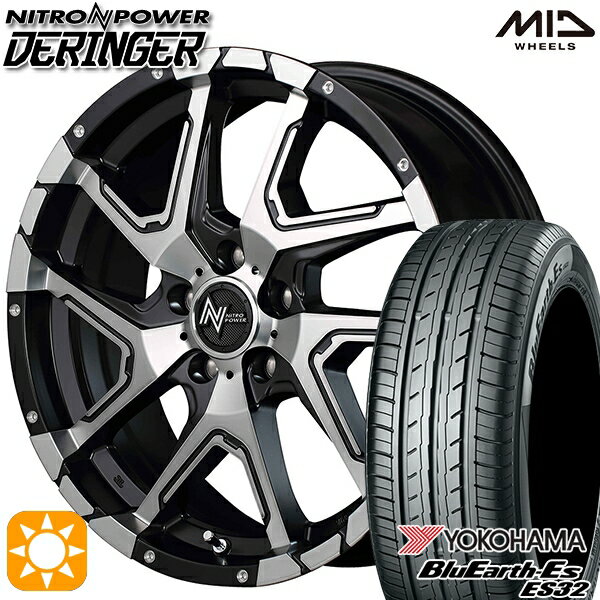 【取付対象】215/65R16 98H ヨコハマ ブルーアース ES32 MID ナイトロパワー デリンジャー BKメタリックポリッシュ/BC/フランジピアスドリルド 16インチ 7.0J 5H114.3 サマータイヤホイールセット