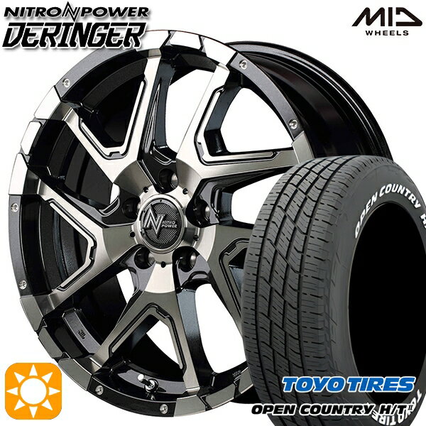 【取付対象】デリカD5 アウトランダー 225/55R18 98H トーヨー オープンカントリー H/T2 WL MID ナイトロパワー デリンジャー セミグロスブラックポリッシュ/フランジピアスドリルド 18インチ 7.0J 5H114.3 サマータイヤホイールセット