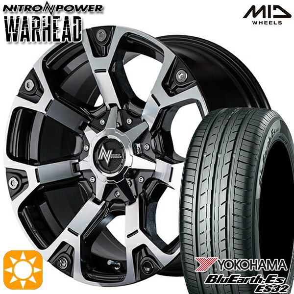 【取付対象】225/60R17 99H ヨコハマ ブルーアース ES32 MID ナイトロパワー ウォーヘッド ダークガンメタ/ミラーカット 17インチ 7.0J 5H114.3 サマータイヤホイールセット