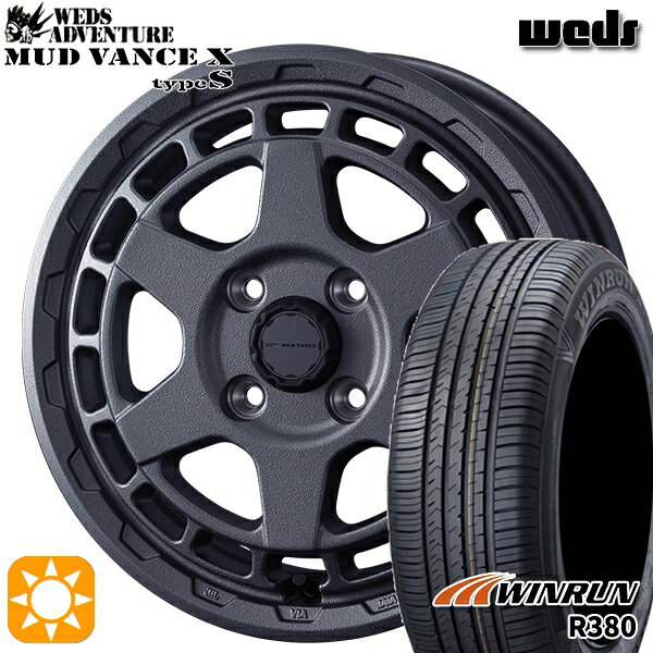 【取付対象】エブリィワゴン 165/60R14 75H ウィンラン R380 Weds マッドヴァンス X タイプS フリントグレー 14インチ 4.5J 4H100 サマータイヤホイールセット