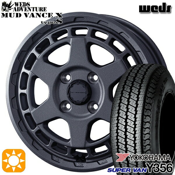 【0と5のつく日はP5倍！】 軽トラ 145/80R12 80/78N ヨコハマ スーパーバン Y356 Weds マッドヴァンス X タイプS フリントグレー 12インチ 4.0J 4H100 サマータイヤホイールセット