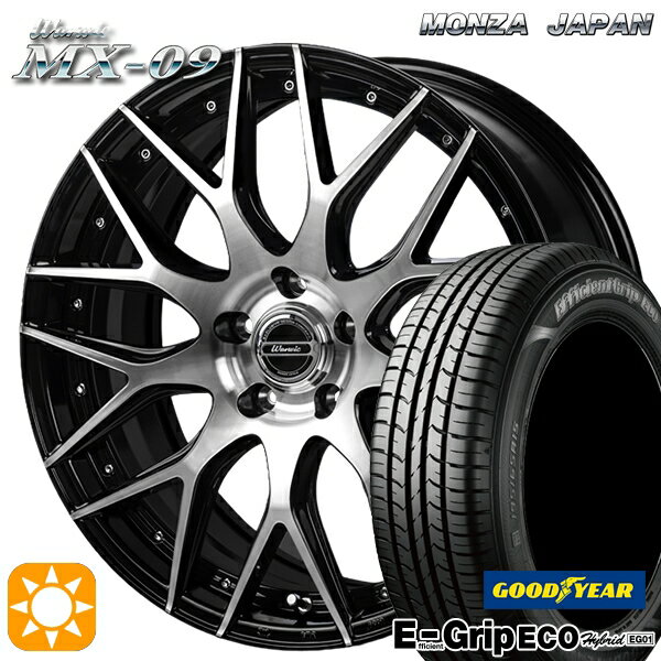 【取付対象】リーフ レヴォーグ 215/50R17 91V グッドイヤー エフィシェントグリップ エコ EG01 モンツァ ワーウィック MX-09 ブラックポリッシュ 17インチ 7.0J 5H114.3 サマータイヤホイールセット