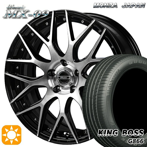 【取付対象】リーフ レヴォーグ 215/50R17 95W XL キングボス G866 モンツァ ワーウィック MX-09 ブラックポリッシュ 17インチ 7.0J 5H114.3 サマータイヤホイールセット