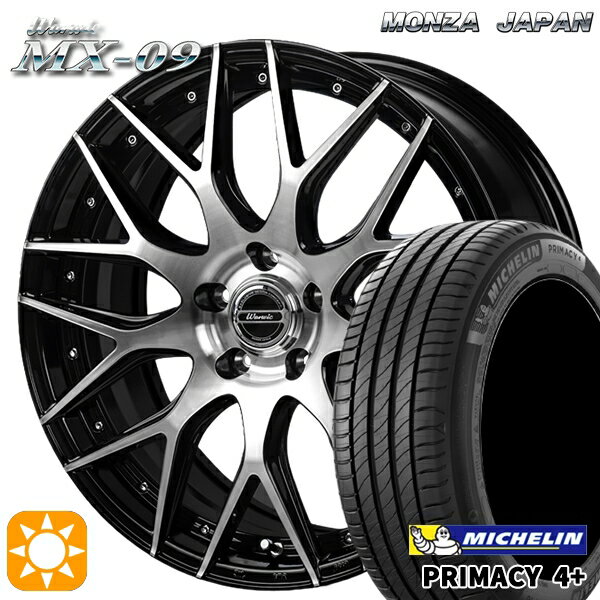 【取付対象】225/55R18 98V ミシュラン プライマシー4プラス モンツァ ワーウィック MX-09 ブラックポリッシュ 18インチ 7.0J 5H114.3 サマータイヤホイールセット