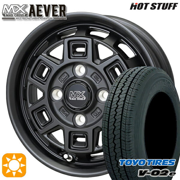 【取付対象】軽トラ 145/80R12 80/78N トーヨー V02E V-02E ホットスタッフ マッドクロスアイヴァー MTBK 12インチ 4.0J 4H100+43 サマータイヤホイールセット