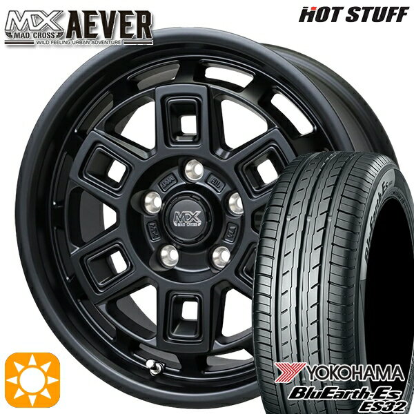 【取付対象】エクストレイル 225/60R17 99H ヨコハマ ブルーアース ES32 ホットスタッフ マッドクロスアイヴァー MTBK 17インチ 7.0J 5H114.3+38 サマータイヤホイールセット