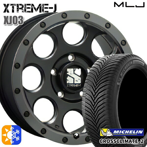 215/60R17 100V XL ミシュラン クロスクライメート2 MLJ エクストリームJ XJ03 フラットブラック/スモークフランジ 17インチ 7.5J 5H114.3 オールシーズンタイヤホイールセット