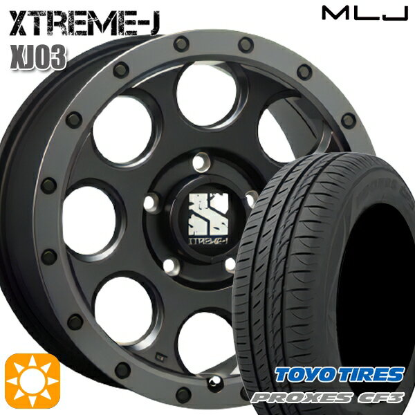 【取付対象】エスティマ ヤリスクロス 215/60R16 95H トーヨー プロクセス CF3 MLJ エクストリームJ XJ03 フラットブラック/スモークフランジ 16インチ 7.0J 5H114.3 サマータイヤホイールセット