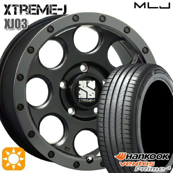 【取付対象】215/60R17 96V ハンコック veNtus PRime4 K135A MLJ エクストリームJ XJ03 フラットブラック/スモークフランジ 17インチ 7.5J 5H114.3 サマータイヤホイールセット