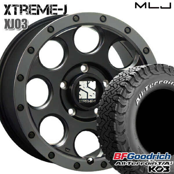 【取付対象】215/70R16 100/97S RWL BFグッドリッチ オールテレーン T/A KO3 MLJ エクストリームJ XJ03 フラットブラック/スモークフランジ 16インチ 7.0J 5H114.3 サマータイヤホイールセット