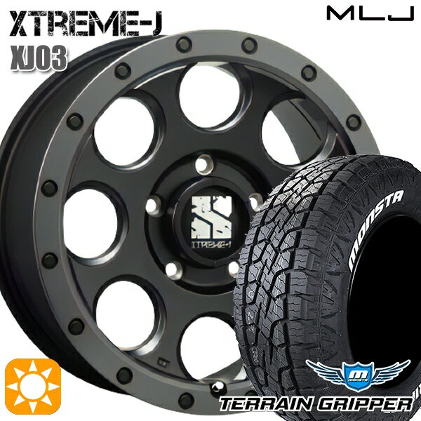 【取付対象】JEEPラングラー 265/65R17 116T XL モンスタ テレーングリッパー MLJ エクストリームJ XJ03 フラットブラック/スモークフランジ 17インチ 7.5J 5H127 サマータイヤホイールセット