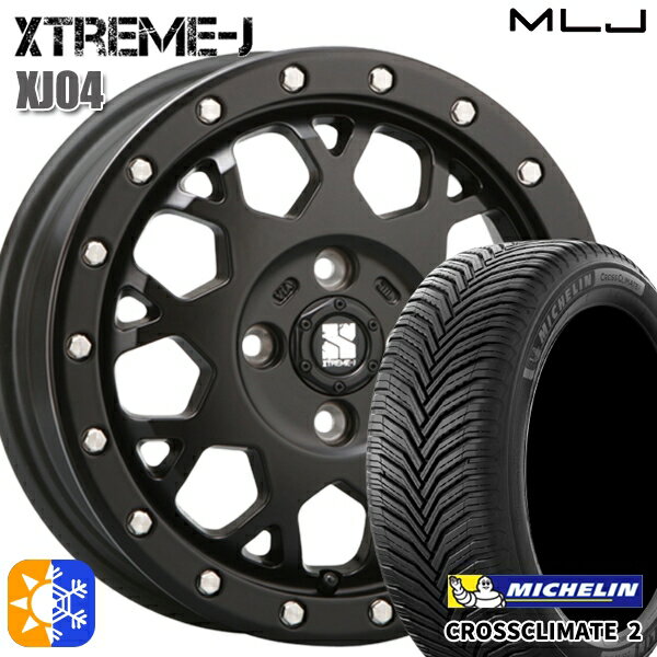 195/45R16 84V XL ミシュラン クロスクライメート2 MLJ エクストリームJ XJ04 サテンブラック 16インチ 6.5J 4H100 オールシーズンタイヤホイールセット