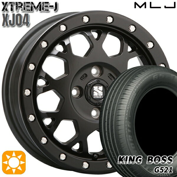 【取付対象】165/60R14 75H キングボス G521 MLJ エクストリームJ XJ04 サテンブラック 14インチ 4.5J 4H100 サマータイヤホイールセット