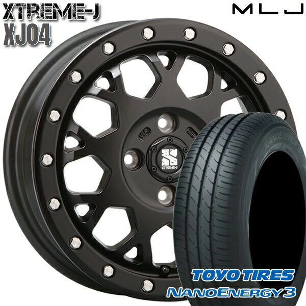 【取付対象】エブリィワゴン 165/60R14 75H トーヨー ナノエナジー3 MLJ エクストリームJ XJ04 サテンブラック 14インチ 4.5J 4H100 サマータイヤホイールセット