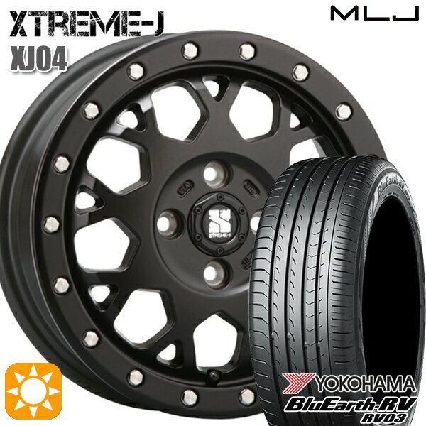 【取付対象】エブリィワゴン 165/60R14 75H ヨコハマ ブルーアース RV03 MLJ エクストリームJ XJ04 サテンブラック 14インチ 4.5J 4H100 サマータイヤホイールセット
