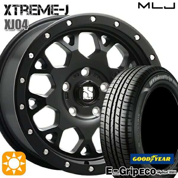 【取付対象】エスティマ ヤリスクロス 215/60R16 95H グッドイヤー エフィシェントグリップ エコ EG01 MLJ エクストリームJ XJ04 サテンブラック 16インチ 7.0J 5H114.3 サマータイヤホイールセット