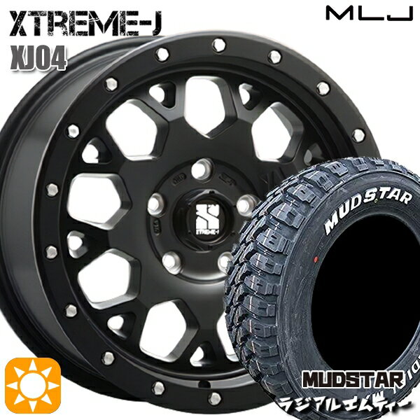 【取付対象】215/65R16 109/107R マッドスター ラジアル M/T ホワイトレター MLJ エクストリームJ XJ04 サテンブラック 16インチ 7.0J 5H114.3 サマータイヤホイールセット