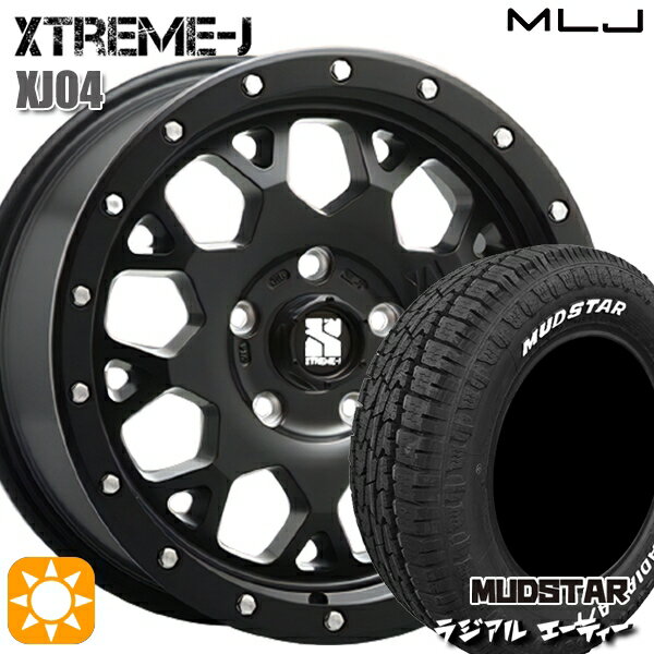 【取付対象】215/65R16 109/107L マッドスター ラジアル A/T ホワイトレター MLJ エクストリームJ XJ04 サテンブラック 16インチ 7.0J 5H114.3 サマータイヤホイールセット