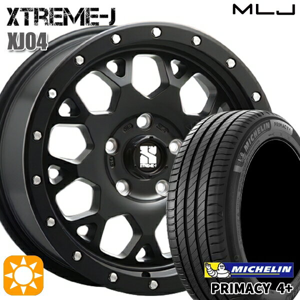 【取付対象】215/60R16 95H ミシュラン プライマシー4プラス MLJ エクストリームJ XJ04 サテンブラック 16インチ 7.0J 5H114.3 サマータイヤホイールセット