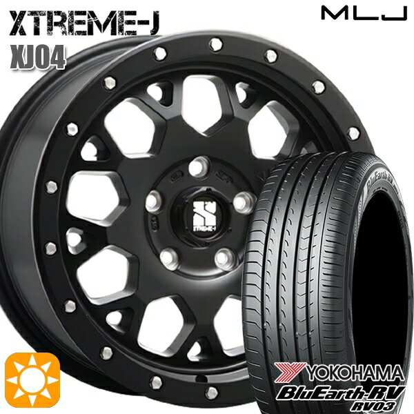 【取付対象】215/60R16 95H ヨコハマ ブルーアース RV03 MLJ エクストリームJ XJ04 サテンブラック 16インチ 7.0J 5H114.3 サマータイヤホイールセット