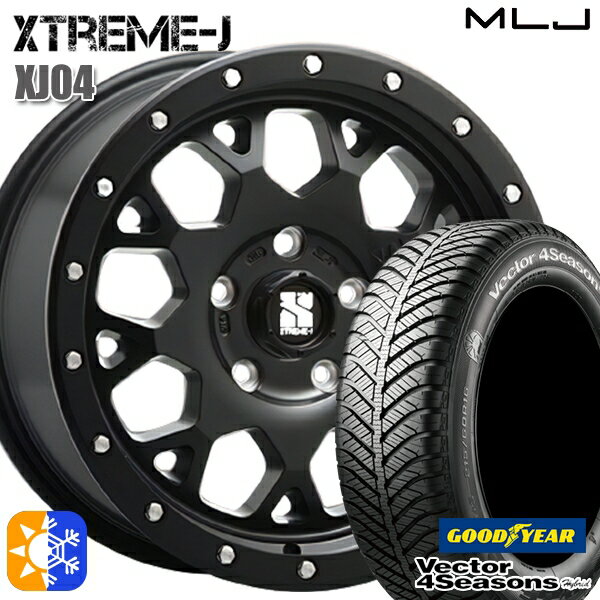 エルグランド クロスロード 215/65R16 98H グッドイヤー ベクター フォーシーズンズ MLJ エクストリームJ XJ04 16インチ 7.0J 5H114.3 サテンブラック オールシーズンタイヤホイールセット