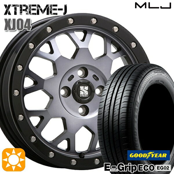 【取付対象】アクア クロスビー 185/55R16 83V グッドイヤー エフィシェントグリップ EG02 MLJ エクストリームJ XJ04 グロスブラックマシーン/スモーククリア 16インチ 6.5J 4H100 サマータイヤホイールセット