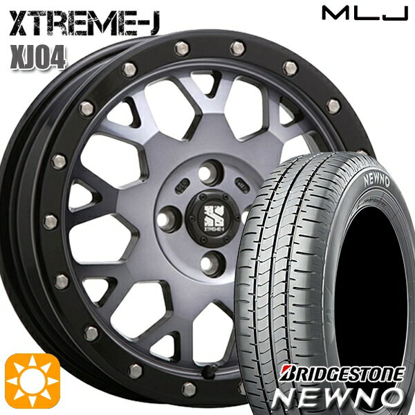 【取付対象】195/45R16 84V ブリヂストン ニューノ MLJ エクストリームJ XJ04 グロスブラックマシーン/スモーククリア 16インチ 6.5J 4H100 サマータイヤホイールセット