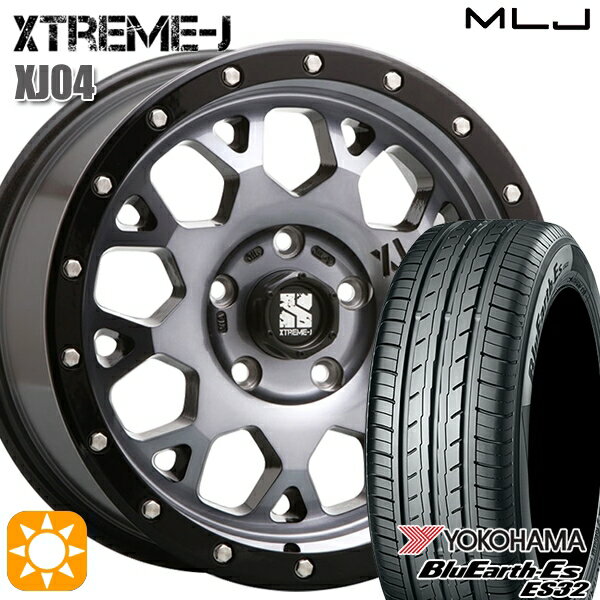 【取付対象】ヤリスクロス 205/65R16 95H ヨコハマ ブルーアース ES32 MLJ エクストリームJ XJ04 グロスブラックマシーン/スモーククリア 16インチ 7.0J 5H114.3 サマータイヤホイールセット