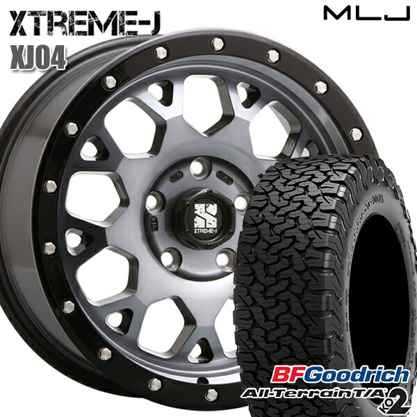 【取付対象】255/70R18 117/114S RBL BFグッドリッチ オールテレーン T/A KO2 MLJ エクストリームJ XJ04 グロスブラックマシーン/スモーククリア 18インチ 8.0J 5H127 サマータイヤホイールセット