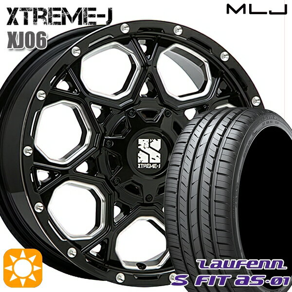 【取付対象】プリウス カローラツーリング 215/45R17 91W XL ラウフェン S FIT aS-01 LH02 MLJ エクストリームJ XJ06 グロスブラックミルド 17インチ 7.0J 5H100 サマータイヤホイールセット