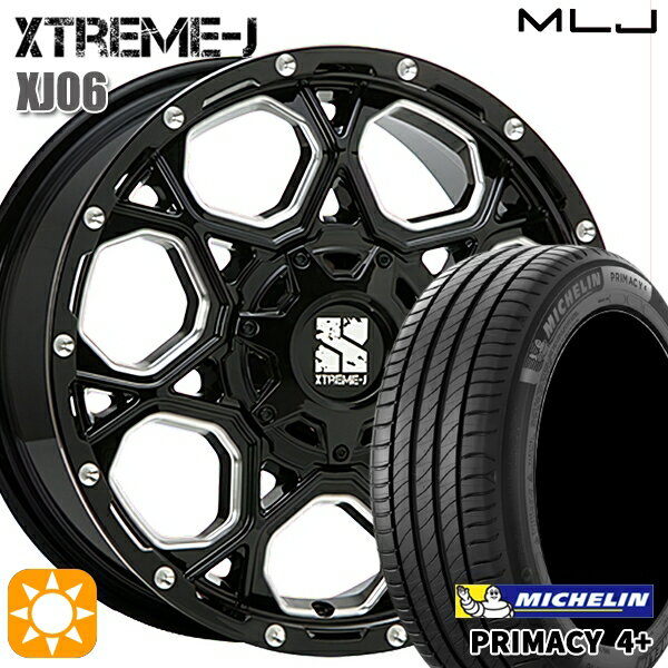 【取付対象】リーフ レヴォーグ 215/50R17 95W XL ミシュラン プライマシー4プラス MLJ エクストリームJ XJ06 グロスブラックミルド 17インチ 7.0J 5H114.3 サマータイヤホイールセット