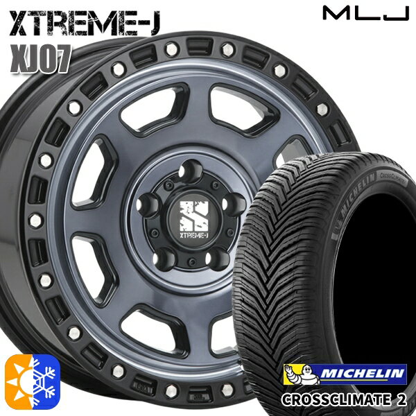 215/60R17 100V XL ミシュラン クロスクライメート2 MLJ エクストリームJ XJ07 グロスブラック マシンインディゴ 17インチ 8.0J 5H114.3 オールシーズンタイヤホイールセット