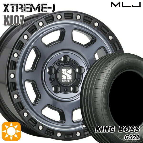 【取付対象】215/60R16 95V キングボス G521 MLJ エクストリームJ XJ07 グロスブラック マシンインディゴ 16インチ 7.0J 5H114.3 サマータイヤホイールセット