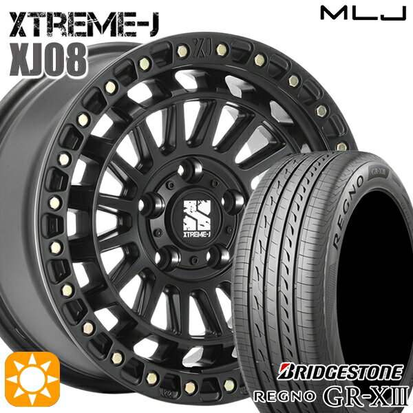 【取付対象】エスティマ ヤリスクロス 215/60R16 95V ブリヂストン レグノ GRX3 MLJ エクストリームJ XJ08 サテンブラック 16インチ 7.0J 5H114.3 サマータイヤホイールセット