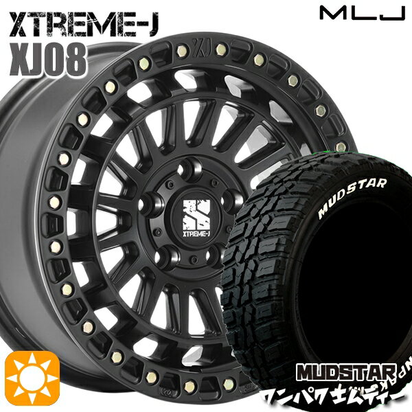 【取付対象】225/60R18 100T WL マッドスター ワンパク M/T ホワイトレター MLJ エクストリームJ XJ08 サテンブラック 18インチ 8.0J 5H114.3+40 サマータイヤホイールセット