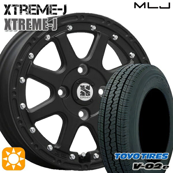 【取付対象】軽トラ 145/80R12 80/78N トーヨー V02E V-02E MLJ エクストリームJ フラットブラック 12インチ 4.0J 4H100 サマータイヤホイールセット